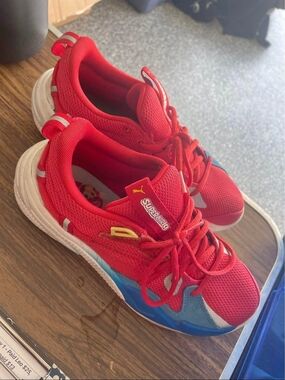 Puma Kids Red and Blue Super Mario Sneakers